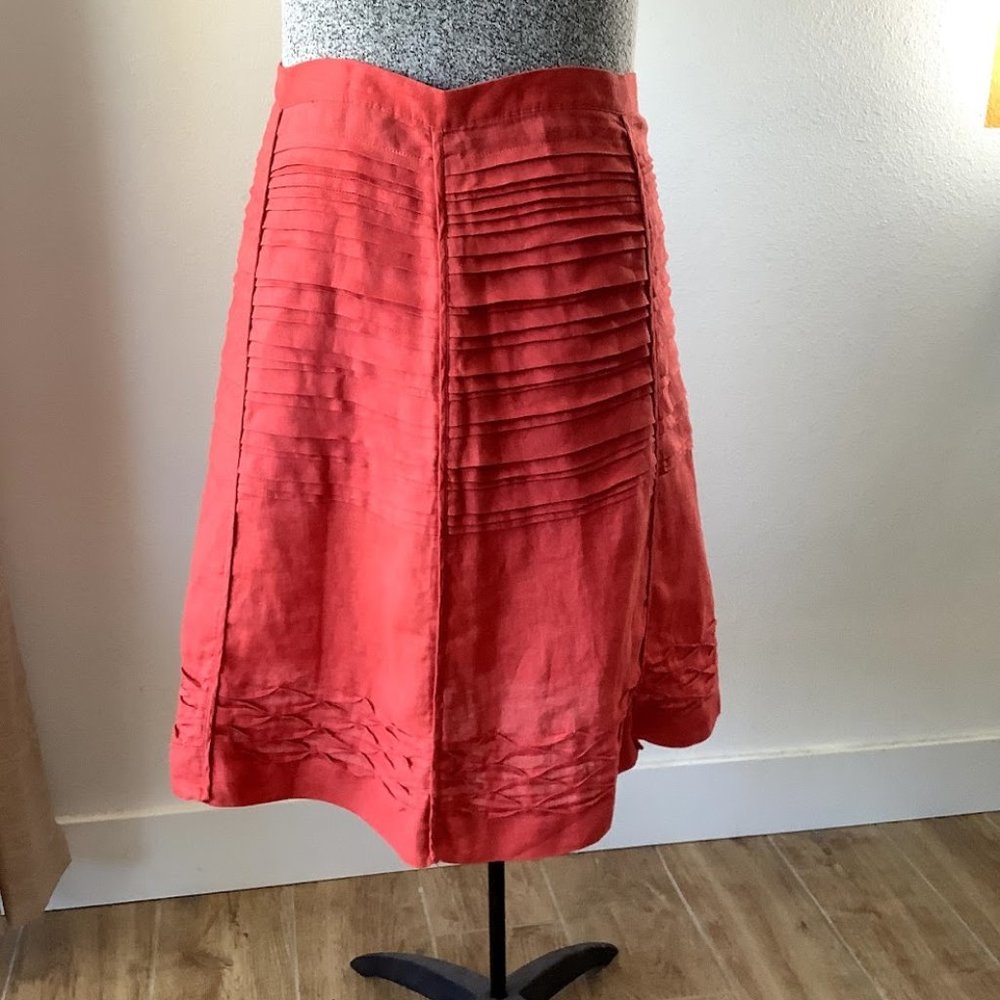 Max Studio | Red Linen A-Line Skirt